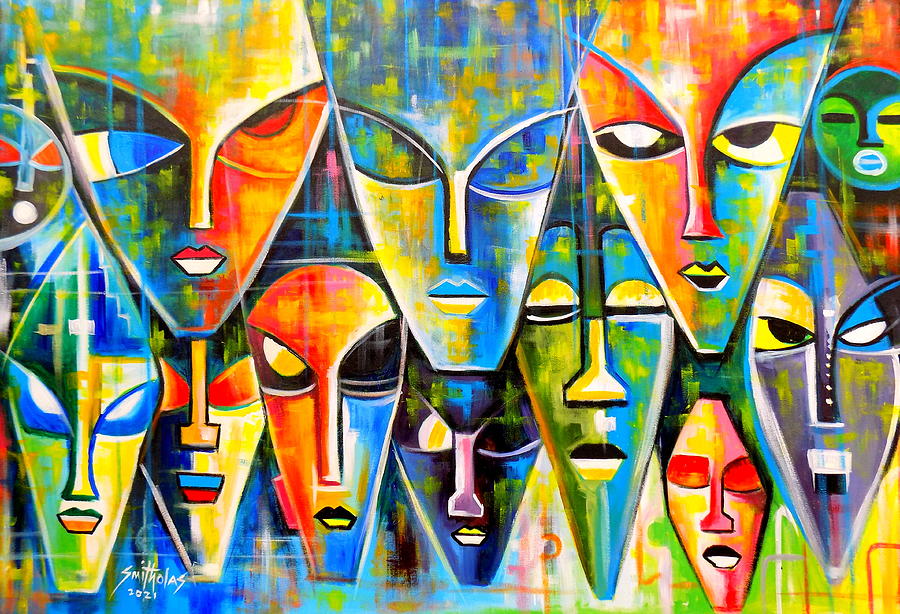 Rainbow Faces Painting by Olaoluwa Smith