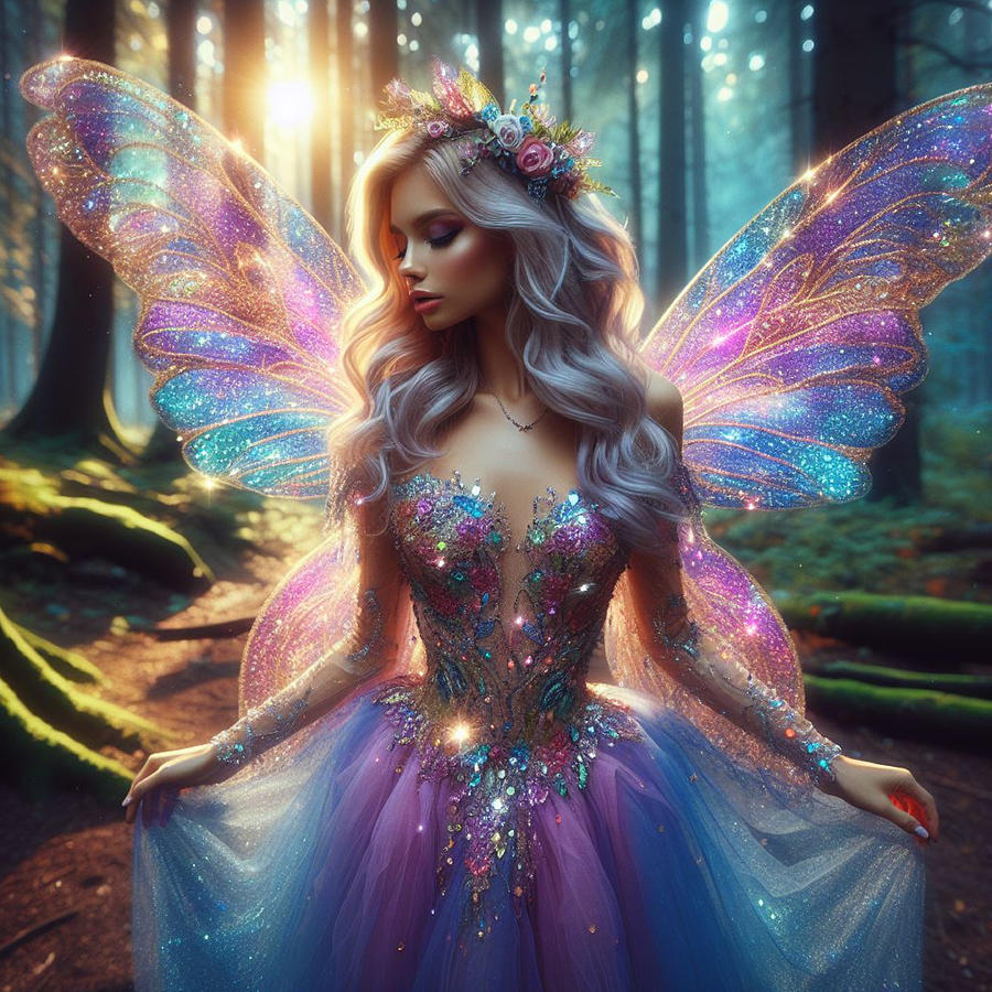 Rainbow Fairy in the Forest Digital Art by Eve Designs - Fine Art America