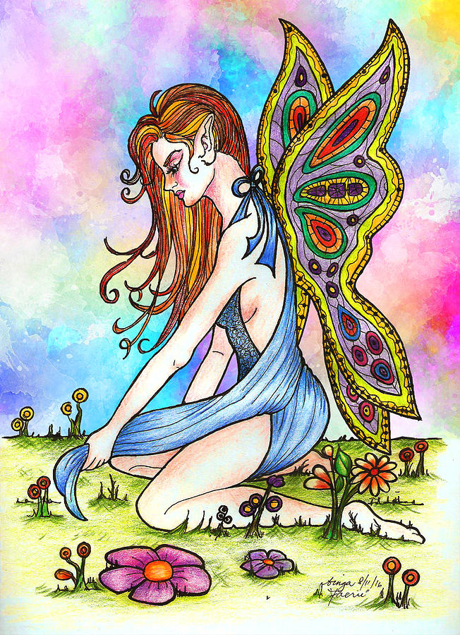 Rainbow Fairy Drawing by Liz Aguilar - Pixels