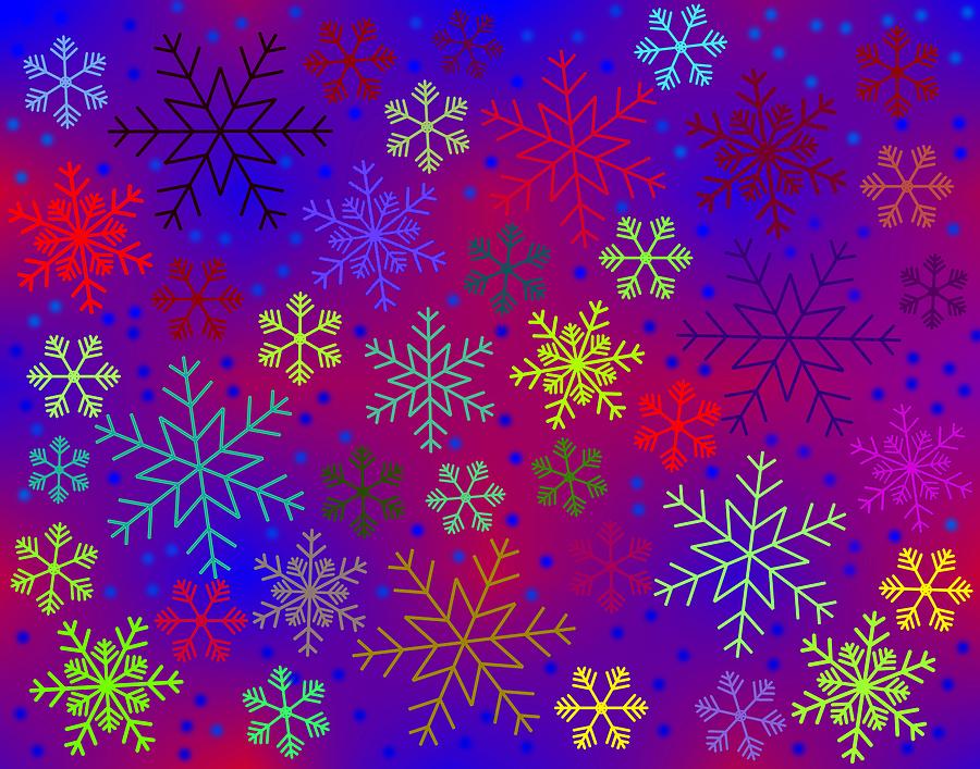 Rainbow Fantasy Snowflakes Digital Art