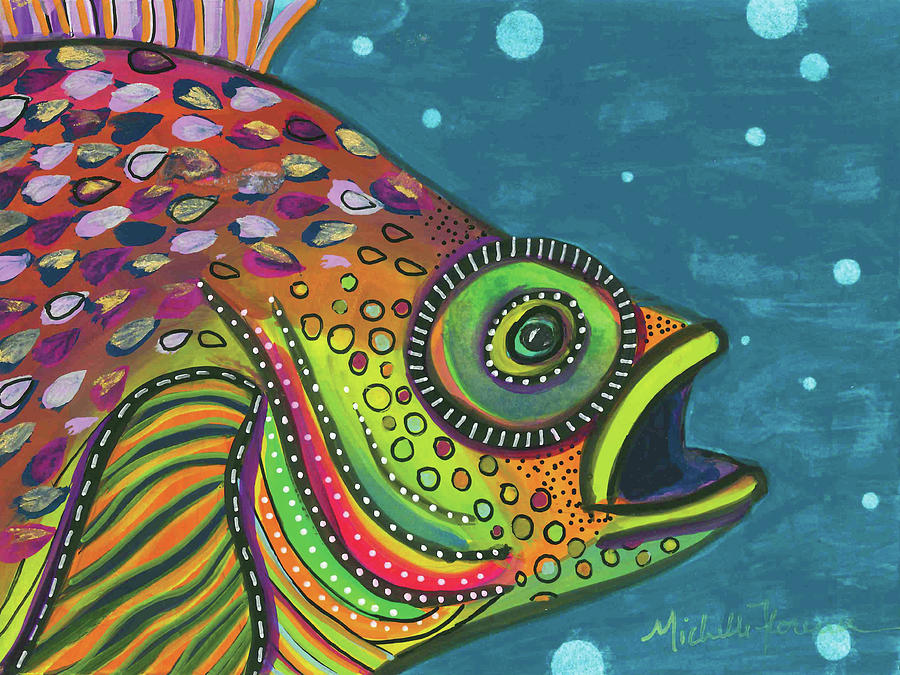 Rainbow Fish Painting by Michelle Florence - Pixels