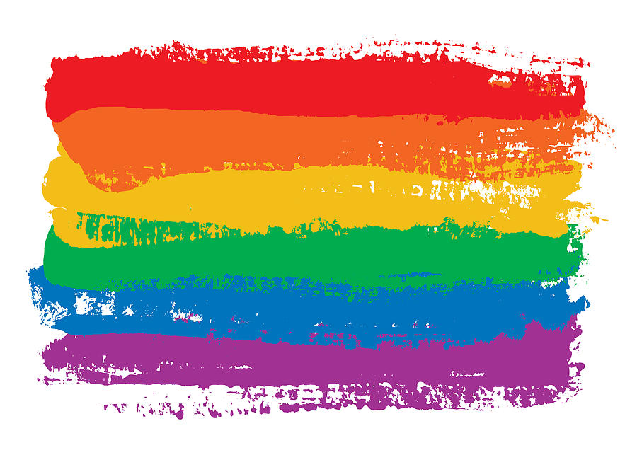 Rainbow flag brush strokes - isolated on white Drawing by Shanina