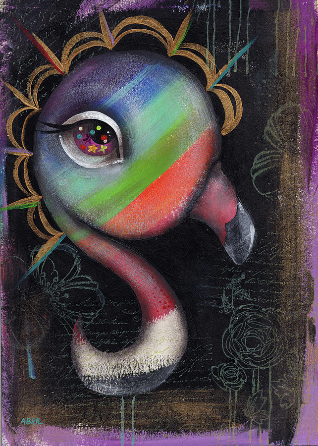 Rainbow Flamingo III Painting by Abril Andrade