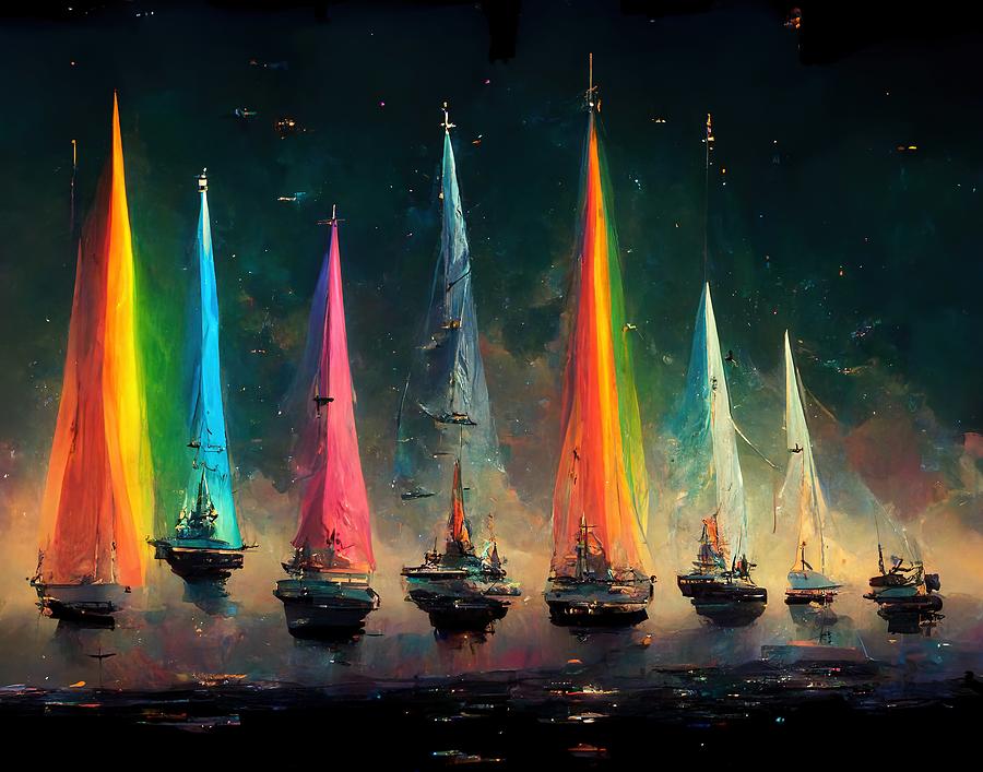 Rainbow Fleet Digital Art by Nickleen Mosher Rainbow Fleet Digital Art by Nickleen Mosher