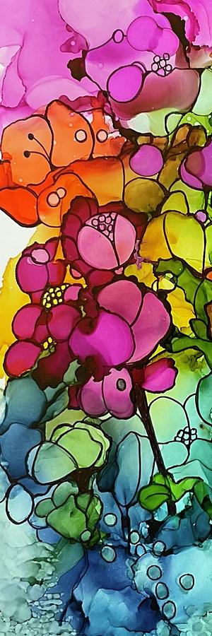 Rainbow Flower Doodle Painting by Lael Rutherford