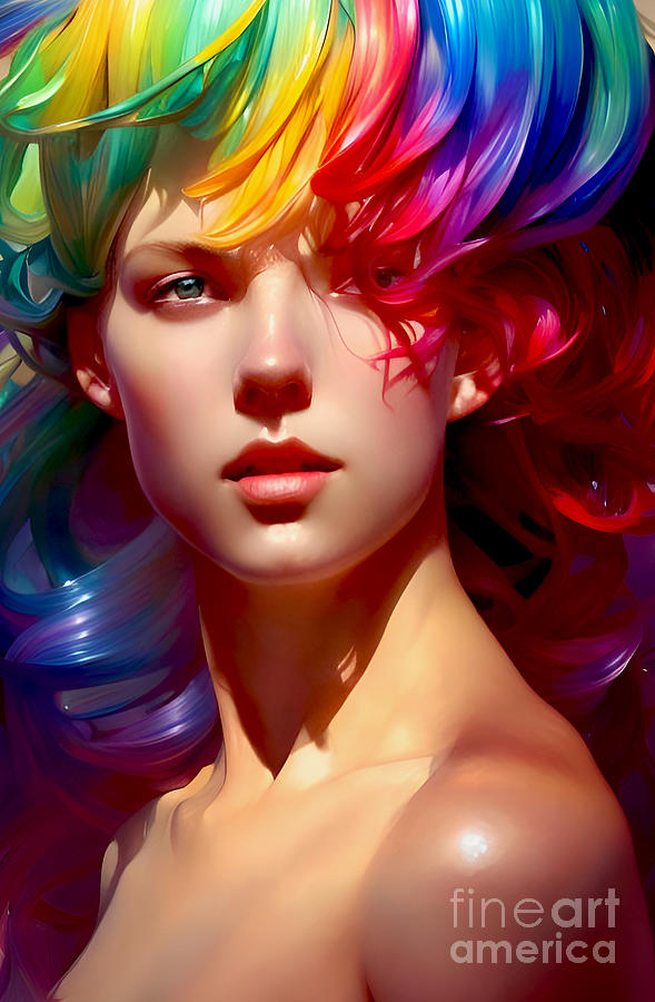 Rainbow Girl 2 Digital Art by Worlds of Fantasy - Fine Art America