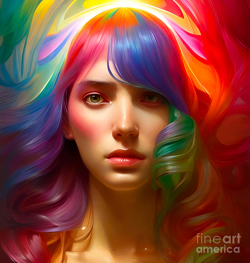 Rainbow Girl Digital Art By Worlds Of Fantasy Pixels