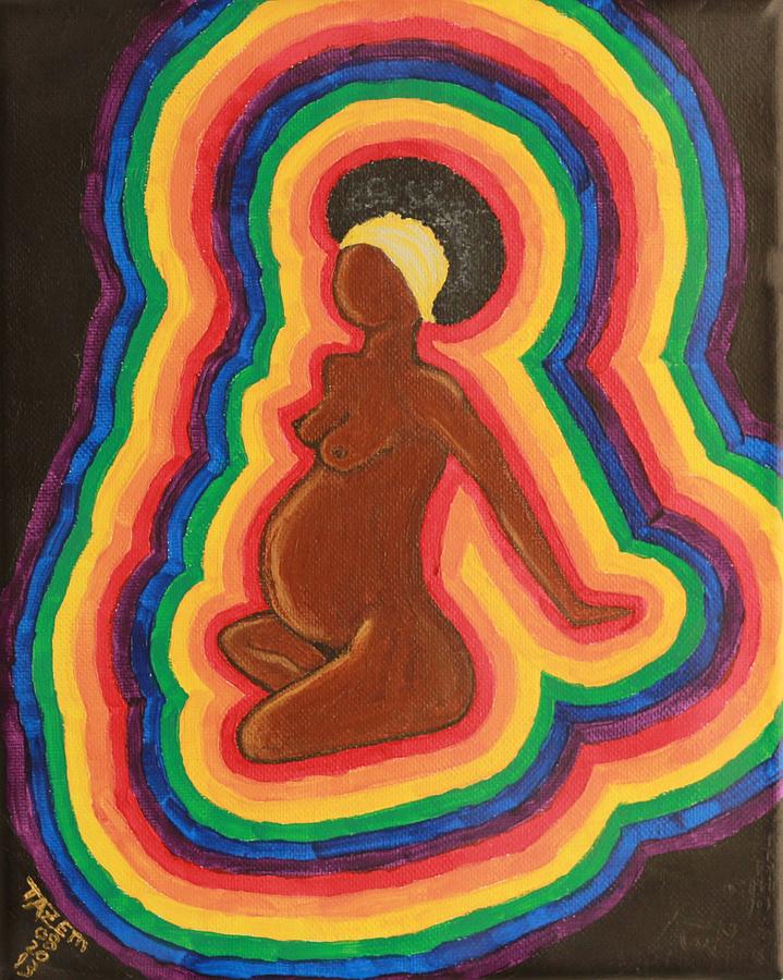 Pregnant Painting - Rainbow Groove by TAZEM Art