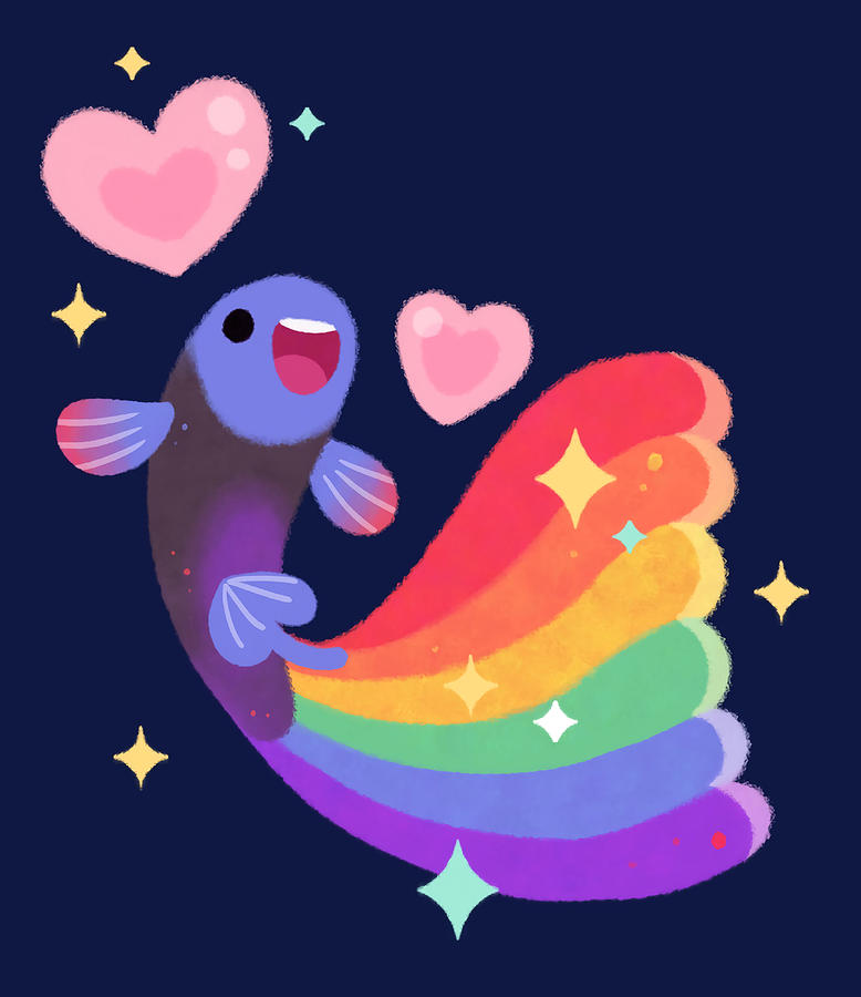 Rainbow guppy 6 stars nostalgia Painting by Claire Cooper - Pixels