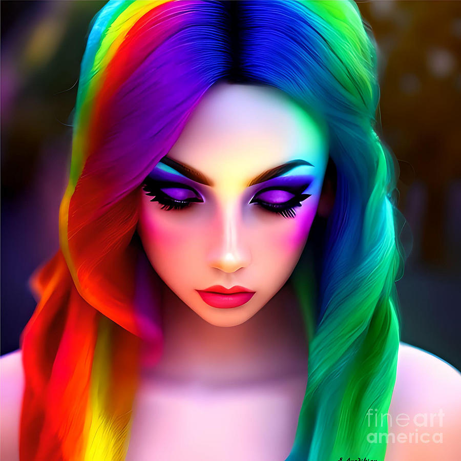 Rainbow Hair Digital Art By Eric Avadikian Pixels