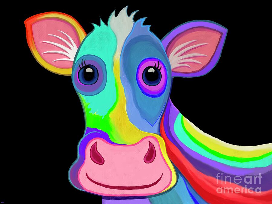 Rainbow Happy Cow Digital Art by Nick Gustafson