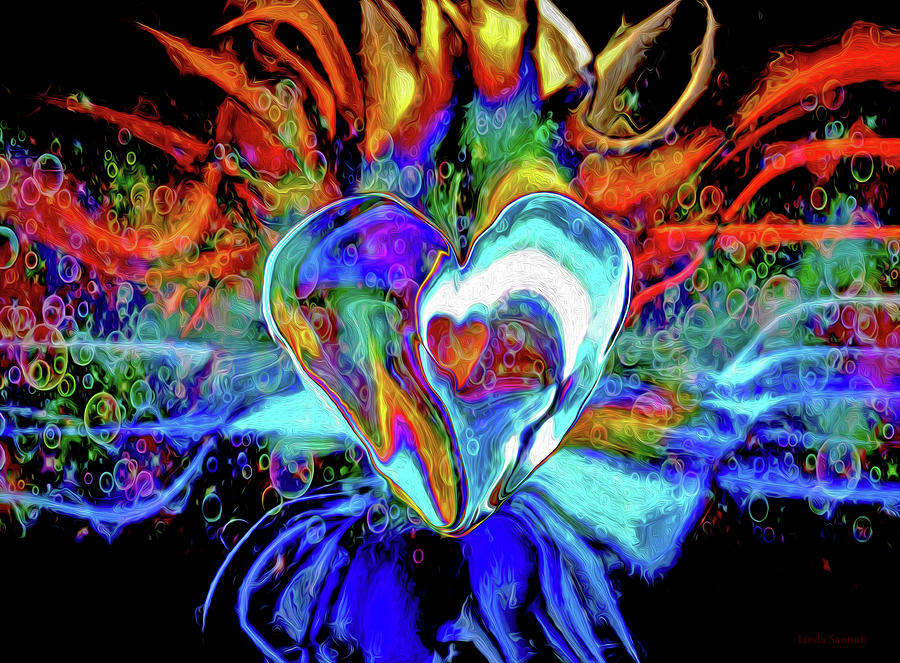 Rainbow Heart Bubbles Digital Art by Linda Sannuti