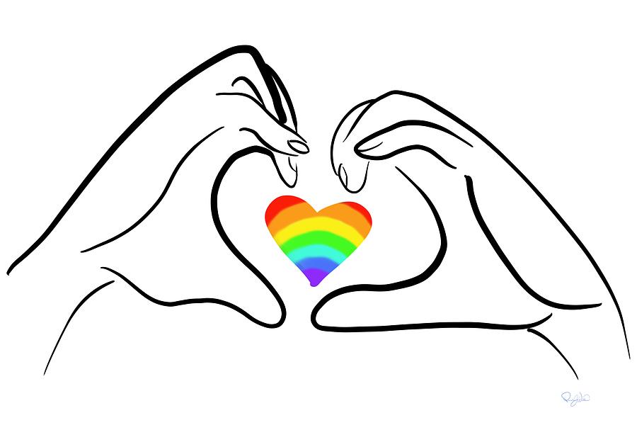 Rainbow Heart Hands Drawing by Pamela Williams