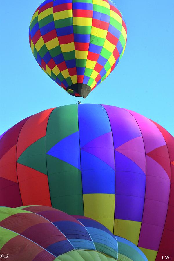 Abstract Photograph - Rainbow Hot Air Balloon Ready To Go Vertical by Lisa Wooten