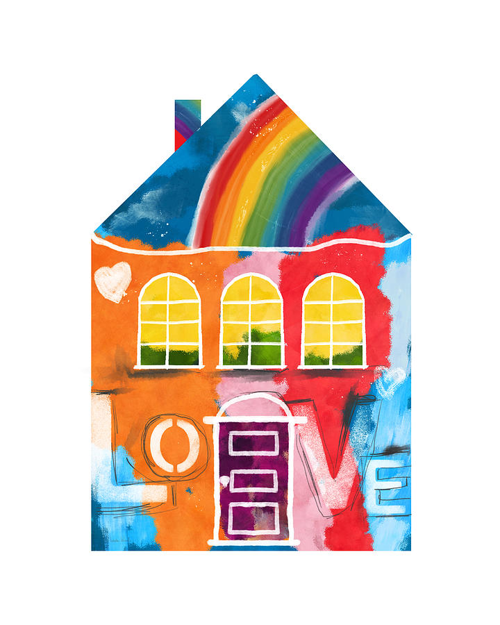 Rainbow House- Art by Linda Woods Mixed Media by Linda Woods