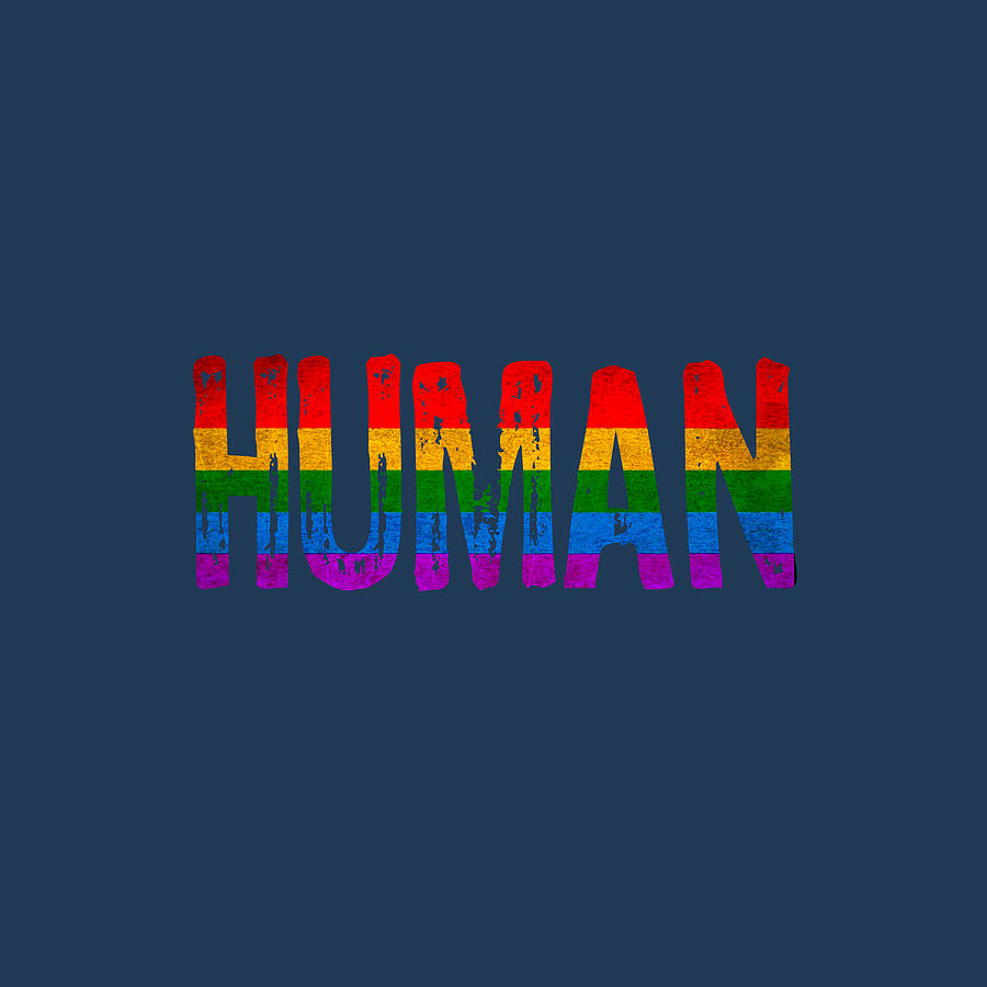 Rainbow Human Vintage Style Gay Pride Gift Colorful Short-Sleeve Unisex T-Shirt Tees Tee Painting by Tony Rubino