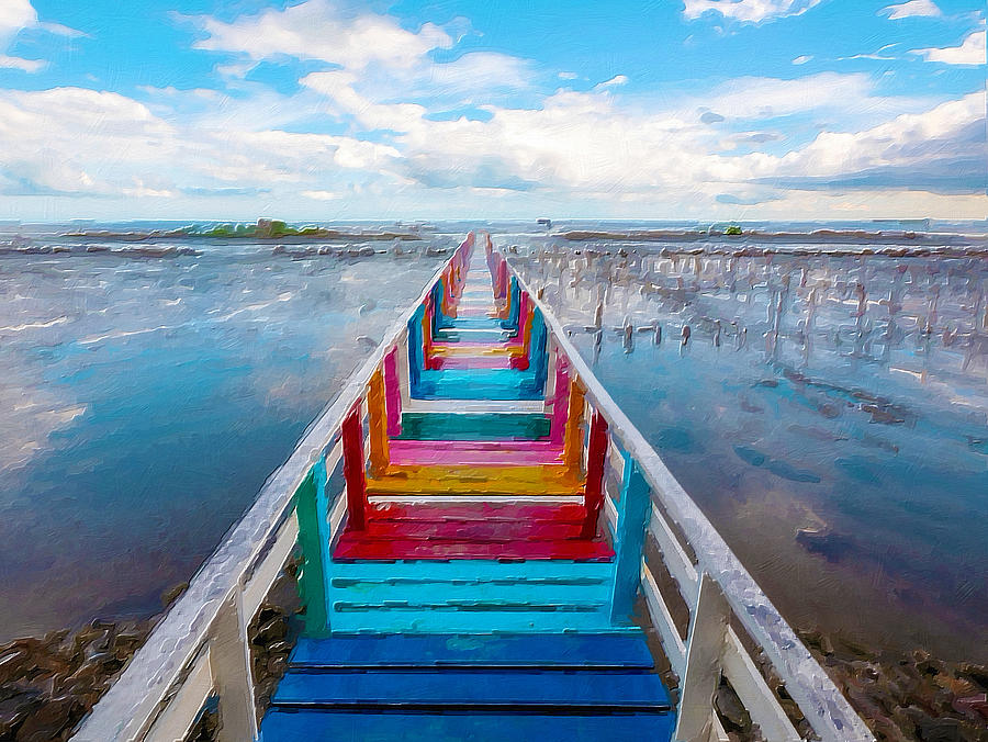 Rainbow Infinity Dock Painting by Tony Rubino