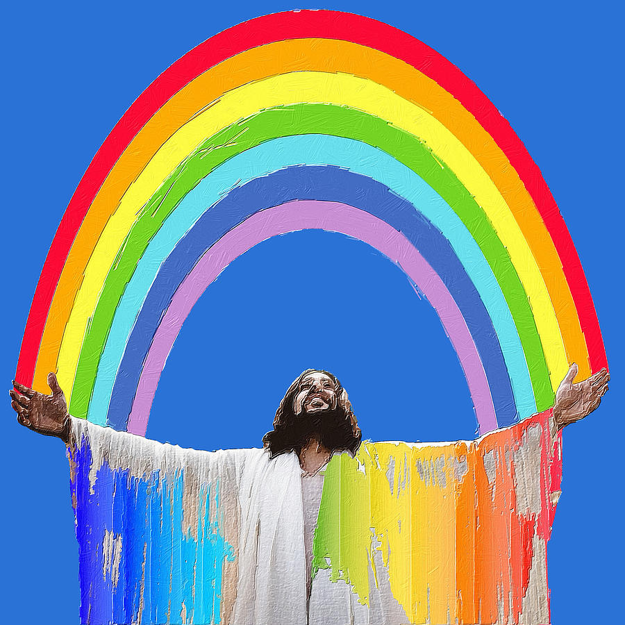 Rainbow Jesus Christian LGBTQ Christian LGBT Gay Pride Painting by Tony Rubino