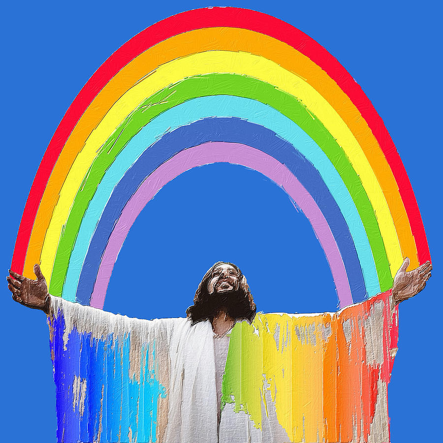 Rainbow Jesus Christian LGBTQ Christian LGBT Gay Pride Painting By Tony Rubino Fine Art America