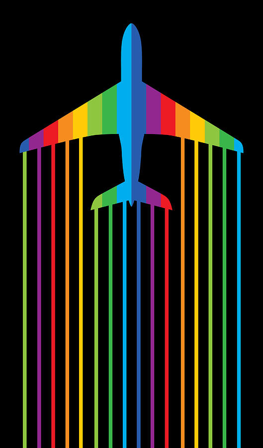 Rainbow Jet Airplane Drawing by RobinOlimb