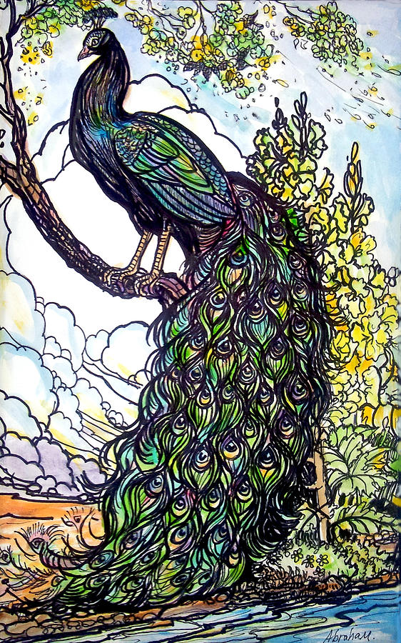 Peacock Painting - Rainbow by Jose Manuel Abraham Peacock Painting - Rainbow by Jose Manuel Abraham