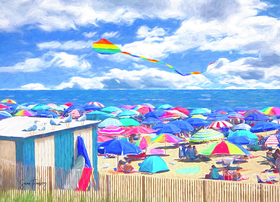 Rainbow Kite Rehoboth Beach Mixed Media By Susan Thornberg - Pixels