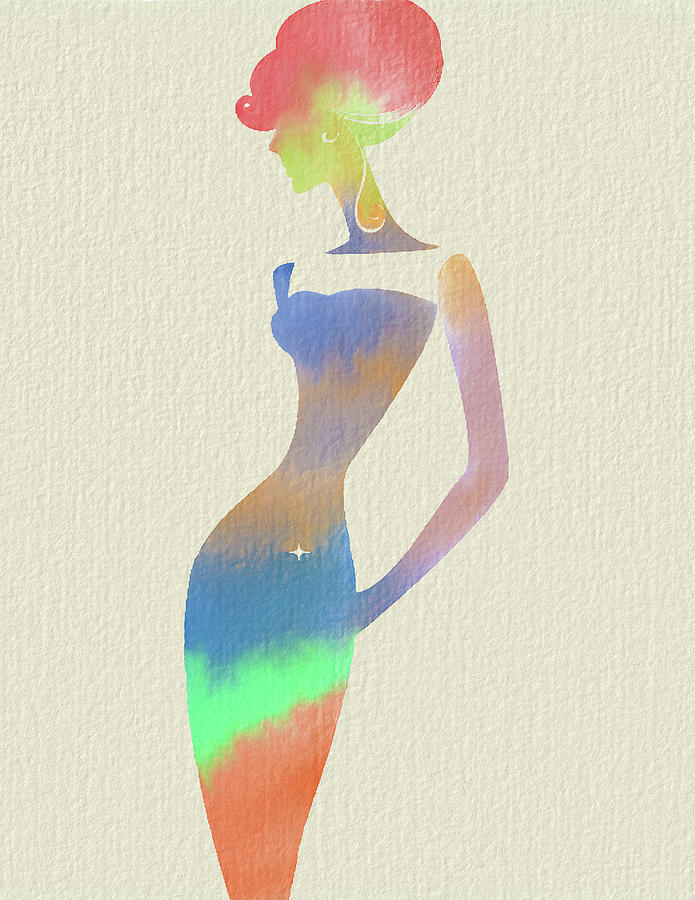Rainbow lady watercolor Digital Art by Yury Malkov