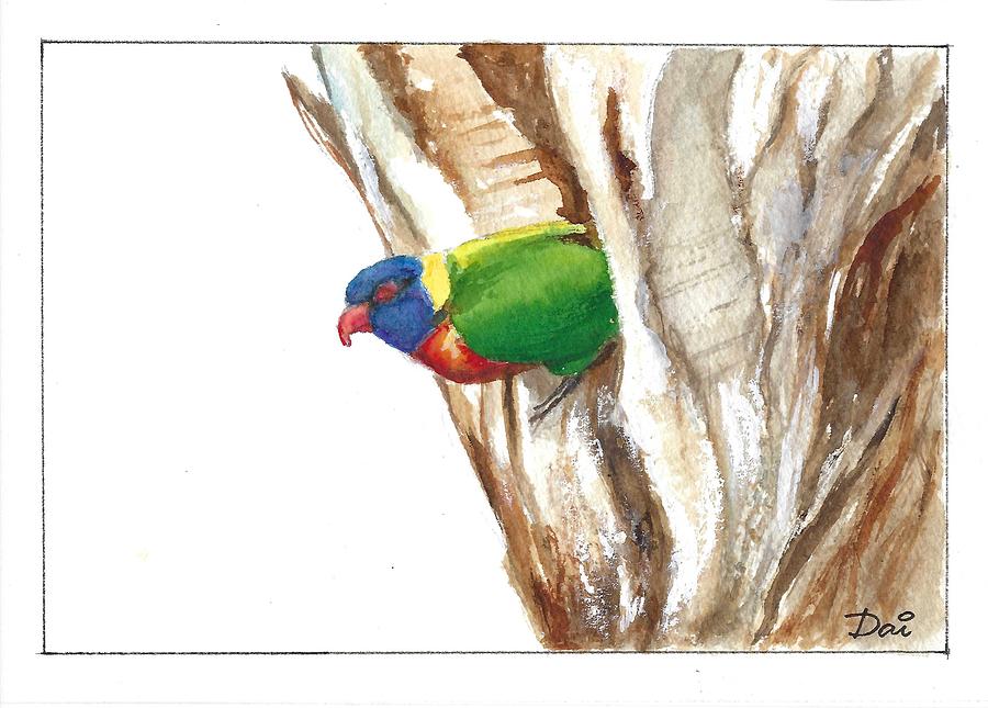 Rainbow Lorikeet in a Street Tree Painting by Dai Wynn