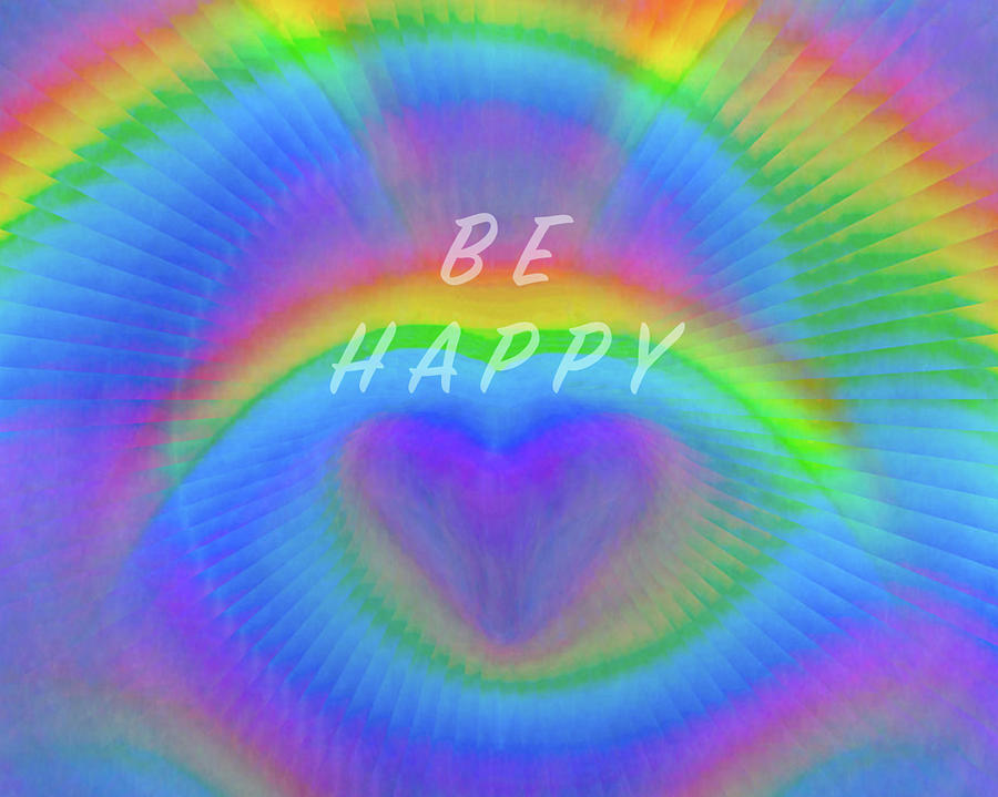 Rainbow Love - Be Happy Face Mask Digital Art by Artistic Mystic