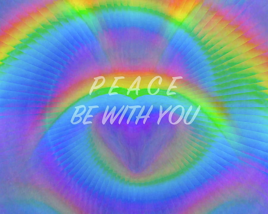Rainbow Love - Peace Be With You Face Mask Digital Art by Artistic Mystic