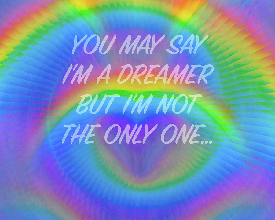 Rainbow Love - You May Say Im A Dreamer Face Mask Digital Art by Artistic Mystic