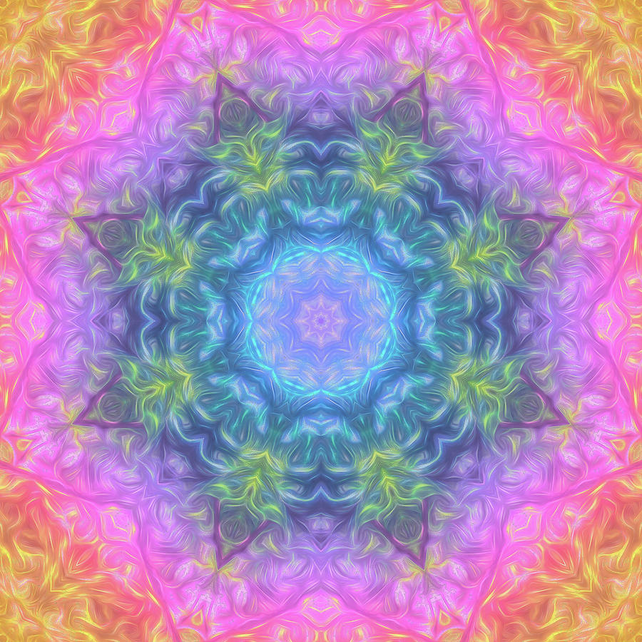 Rainbow Maple Mandala 01 Digital Art by Beth Sawickie