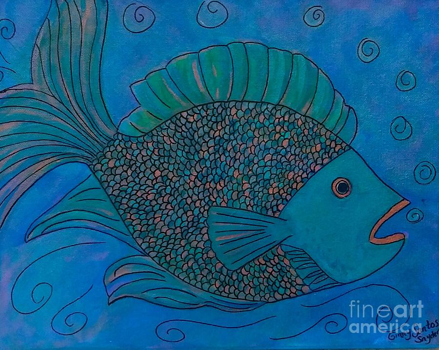 Rainbow Mohawk Fish Mixed Media by Ginny Santos-Snyder - Pixels