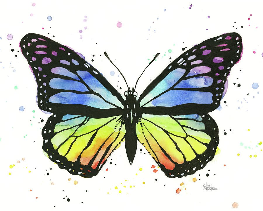 Butterfly Painting - Rainbow Monarch Butterfly  by Olga Shvartsur