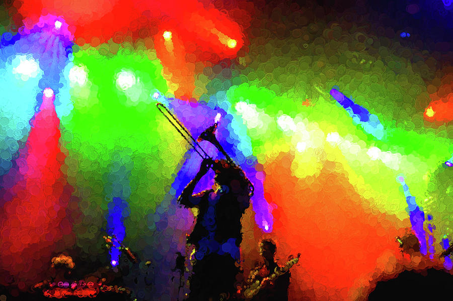 Rainbow Music - Trombone Solo in the Limelight Digital Art by Georgia Mizuleva