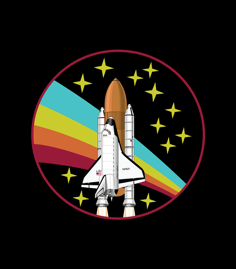 Rainbow NASA Space Shuttle Rocket Launch Digital Art by Thanh Nguyen