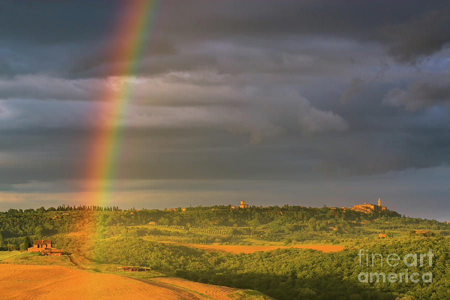 Landscape Photograph - Rainbow near Pienza, Tuscany, Italy by Henk Meijer Photography