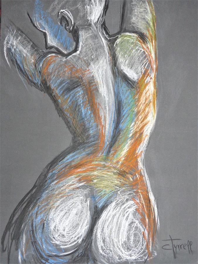 Rainbow Nude Stretching Drawing by Carmen Tyrrell