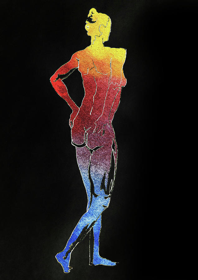 Rainbow Nude Watercolor Of A Woman Painting by Irina Sztukowski