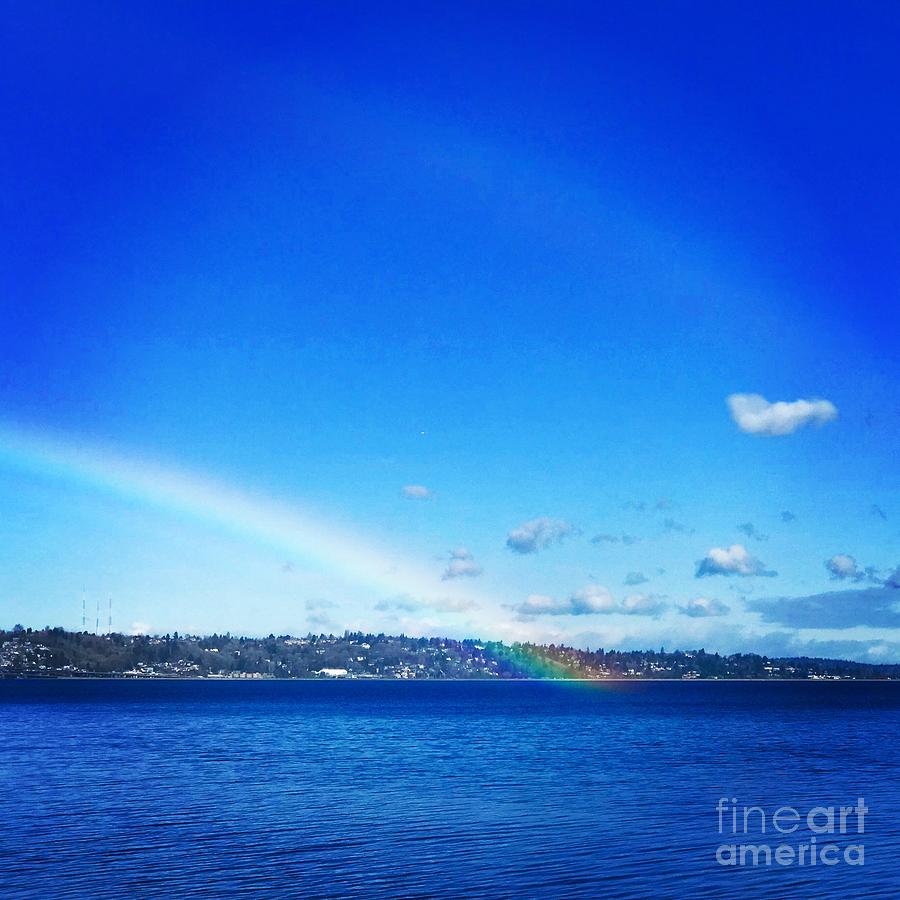 Rainbow on Lake Washington  Photograph by Suzanne Lorenz