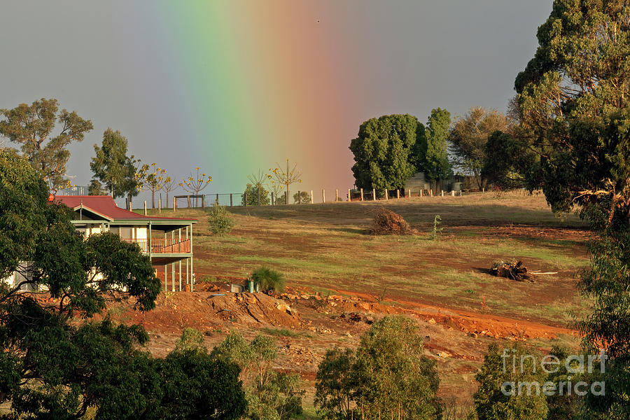 Rainbow on the Hill, Bridgetown, Western Australia Photograph by Elaine Teague