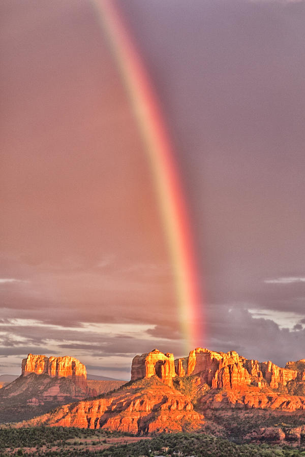Rainbow Over Cathedral Rock V1 Photograph by Tom Kelly