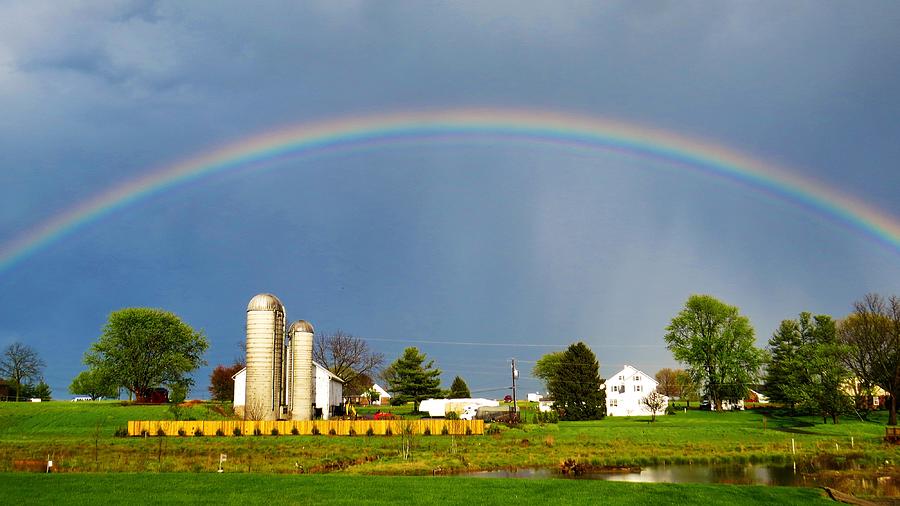 Rainbow over Farm Photograph by Jeanette Oberholtzer
