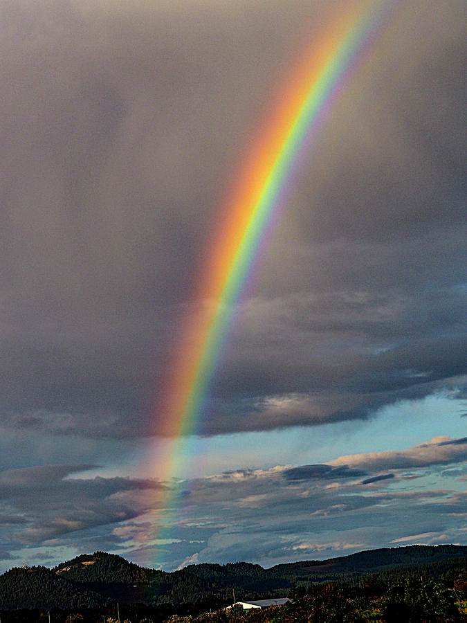 Rainbow Over Farmland In Grants Pass Photograph