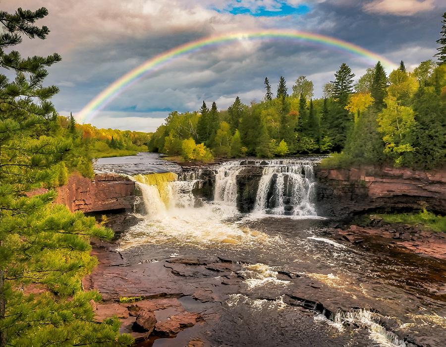 Rainbow Over Gooseberry Falls Photograph by Susan Rydberg