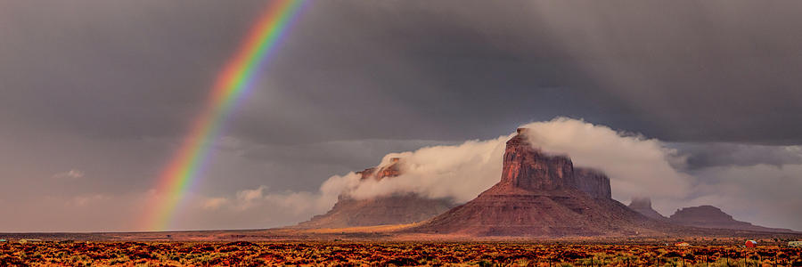 Rainbow Over Monument Valley Pano Photograph by Paul LeSage