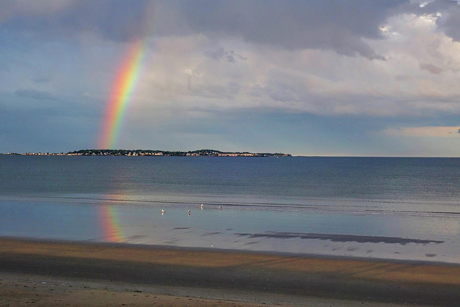 Rainbow over Nahant From Revere Beach Dramatic Sky Photograph by Toby McGuire