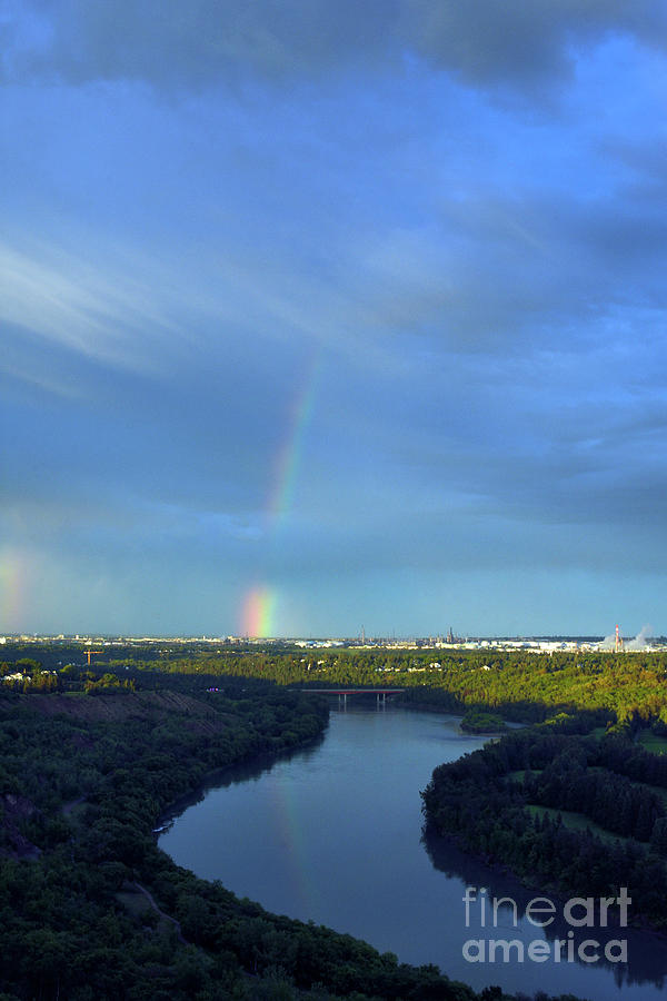 Rainbow Over North Saskatchewan River In Edmonton Photograph by Terry Elniski