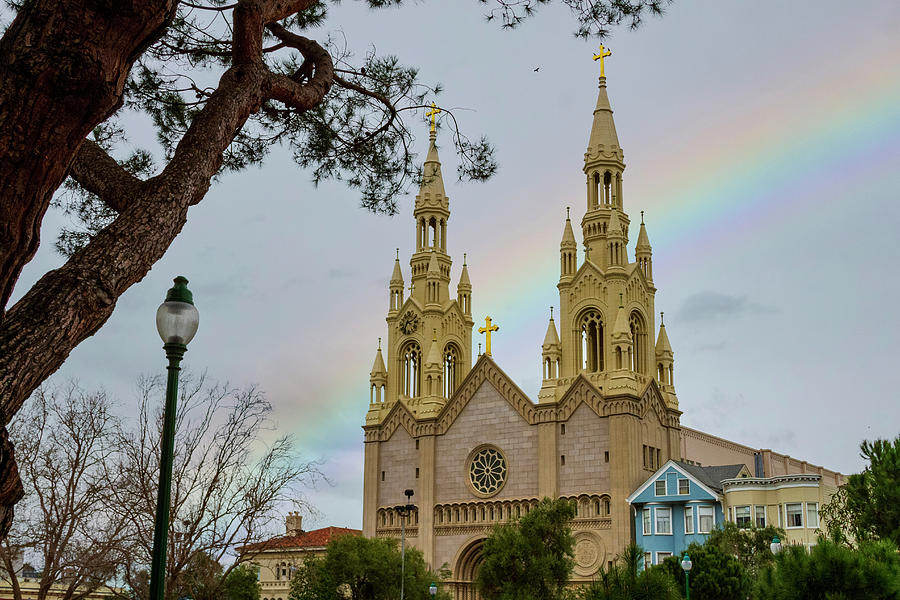 Rainbow Over Saints Peter and Paul Church Photograph by Bonnie Follett