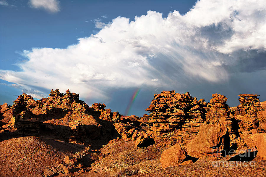 Rainbow Over Sandstone Formations Fantasy Canyon Utah Photograph by Dave Welling